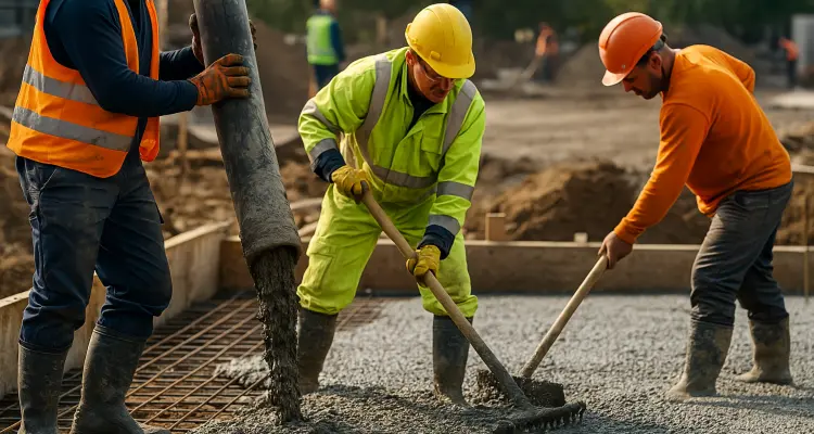 3 concrete contractors spreading concrete on the ground from Concrete Tree Phoenix in Phoenix, AZ 