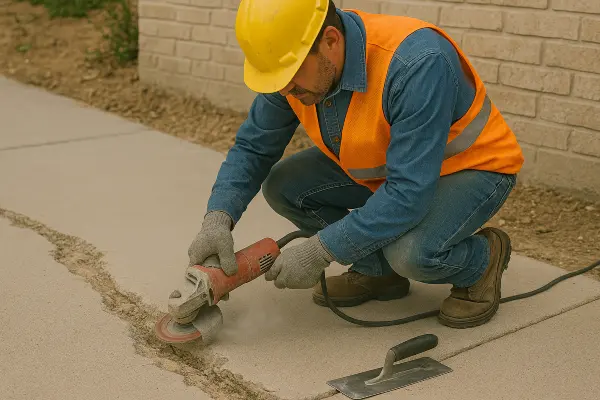 a male worker repairing a sidewalk from Concrete Tree Phoenix in Phoenix, AZ - Residential Concrete Repairs
