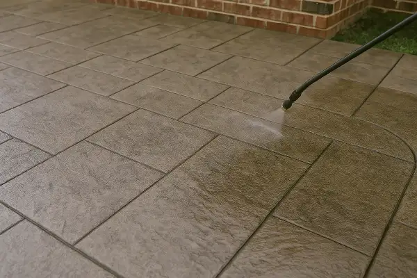 a stamped concrete patio being finished from Concrete Tree Phoenix in Scottsdale, AZ - Scottsdale AZ