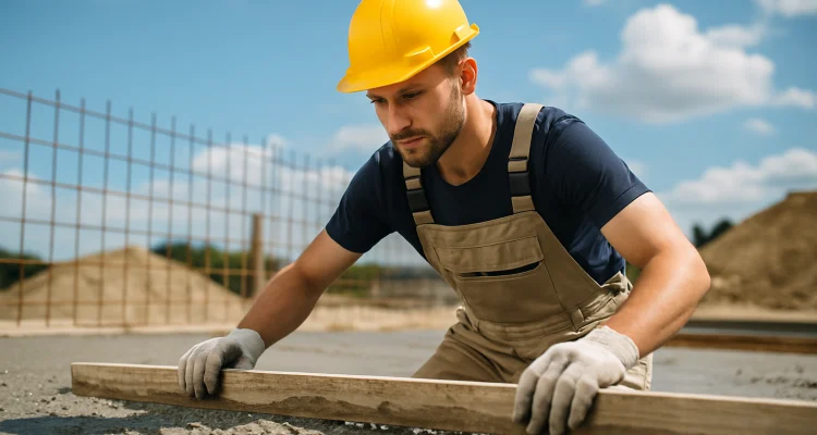 a male concrete worker spreading fresh cement on rebared ground from Concrete Tree Phoenix in Phoenix, AZ - Sidewalk Repair